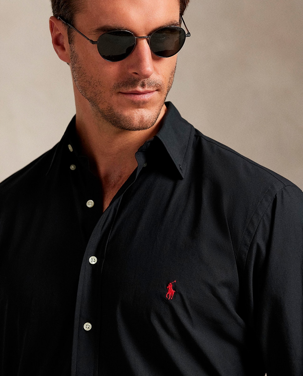 Camisa Classic Fit Tamanhos Grandes em Popelina Preto-4
