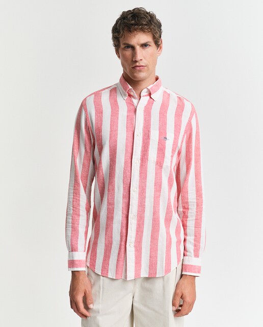 Camisa de hombre tallas grandes de manga larga con diseño de rayas