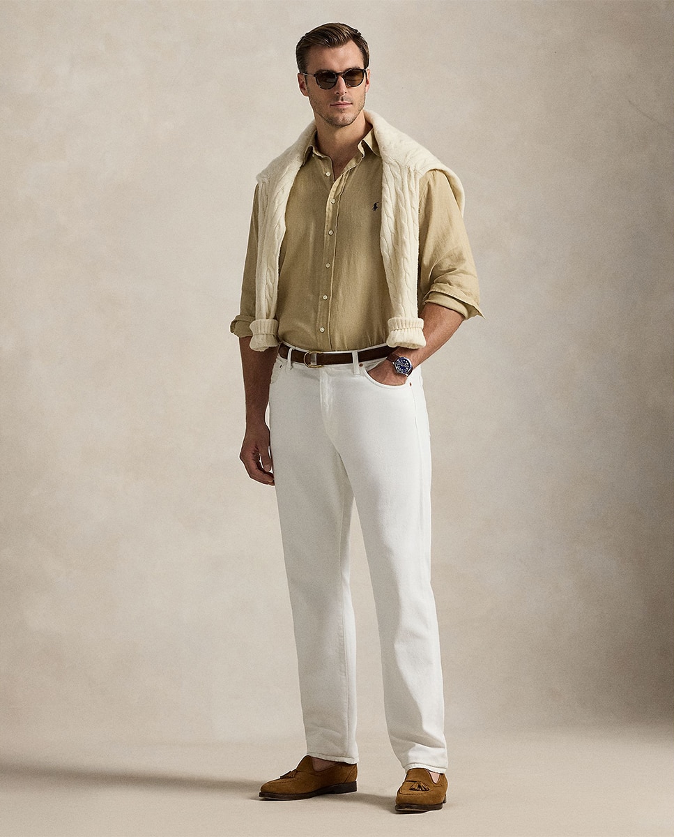 Camisa de Linho Classic Fit Bege-7