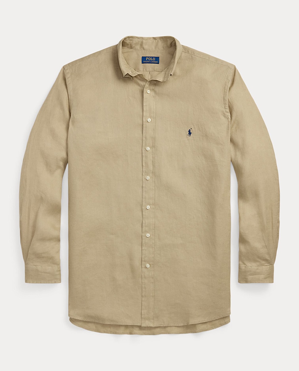 Camisa de Linho Classic Fit Bege-6