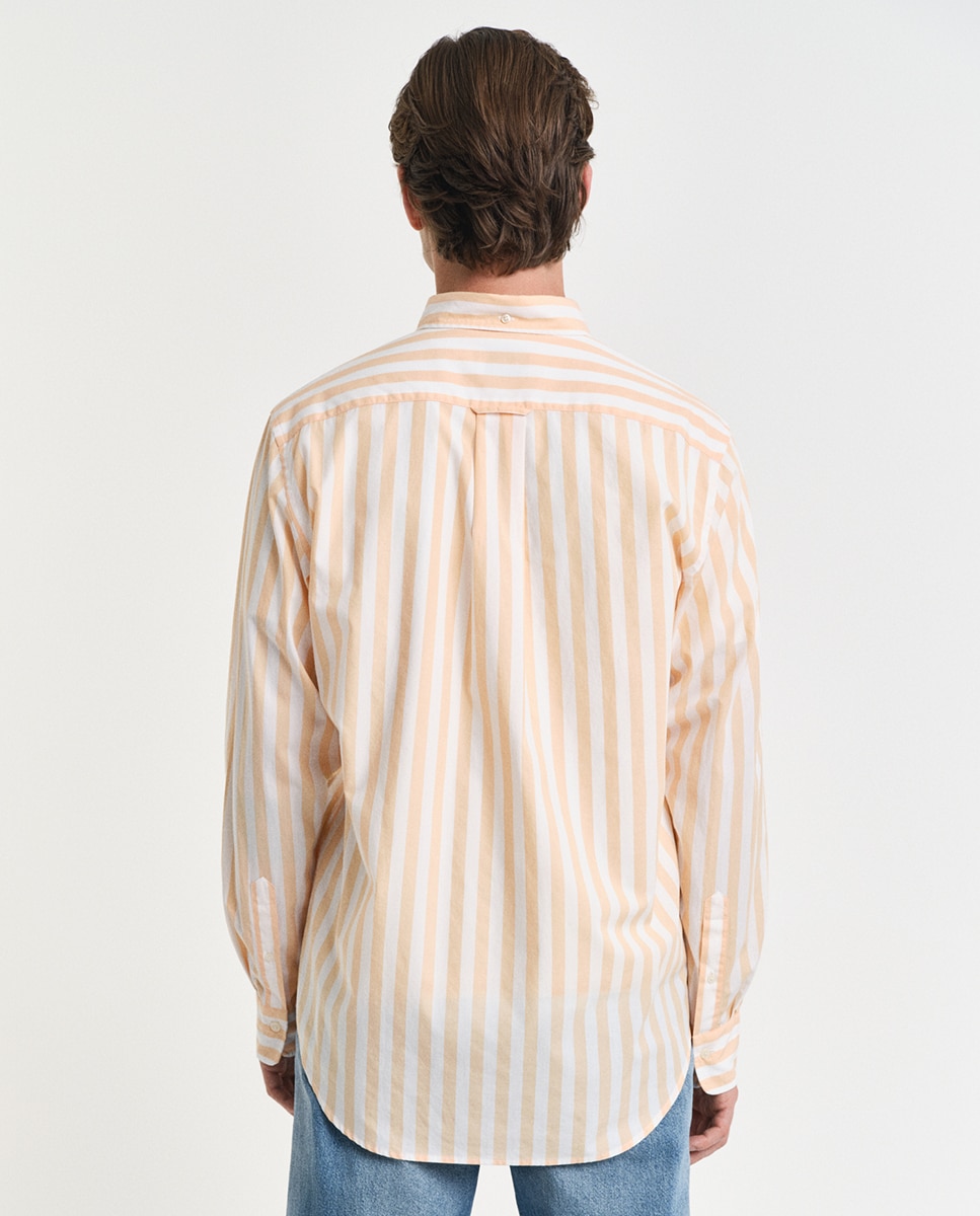 Camisa de Algodão com Desenho às Riscas Tamanhos Grandes Laranja-2