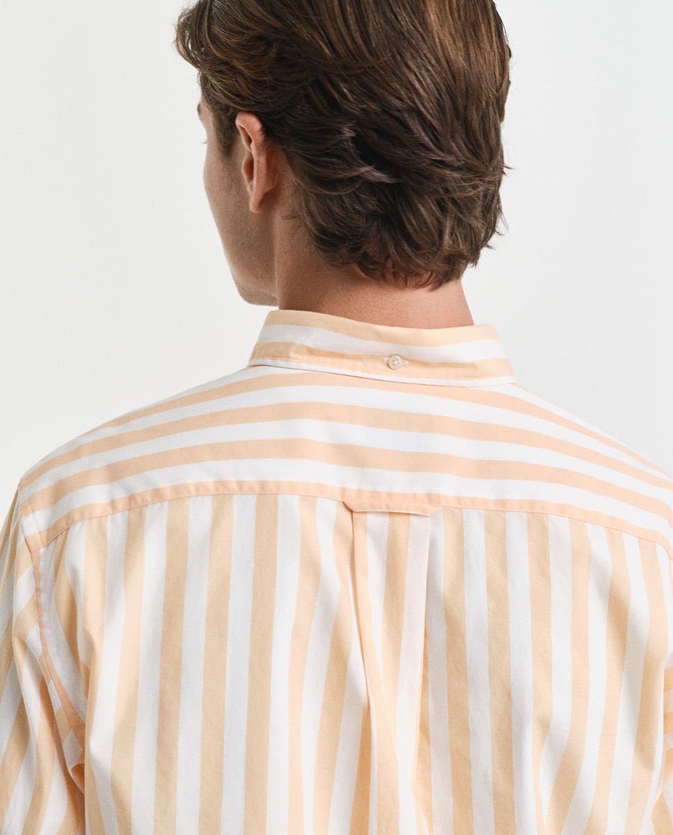 Camisa de Algodão com Desenho às Riscas Tamanhos Grandes Laranja-3