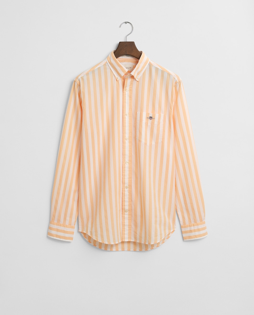 Camisa de Algodão com Desenho às Riscas Tamanhos Grandes Laranja-4
