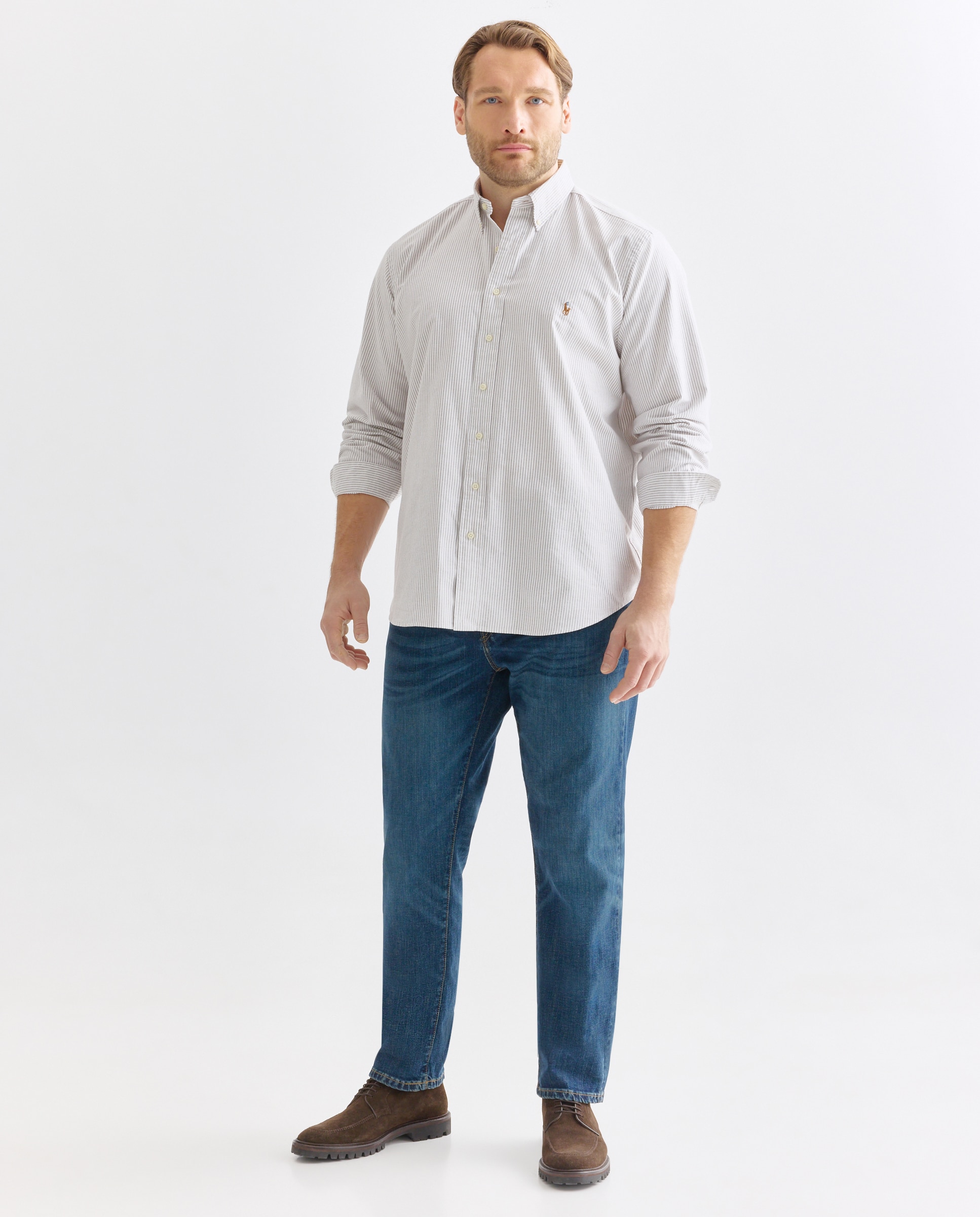 Camisa Oxford de Algodão Classic Fit Tamanhos Grandes Cinzento-claro-2