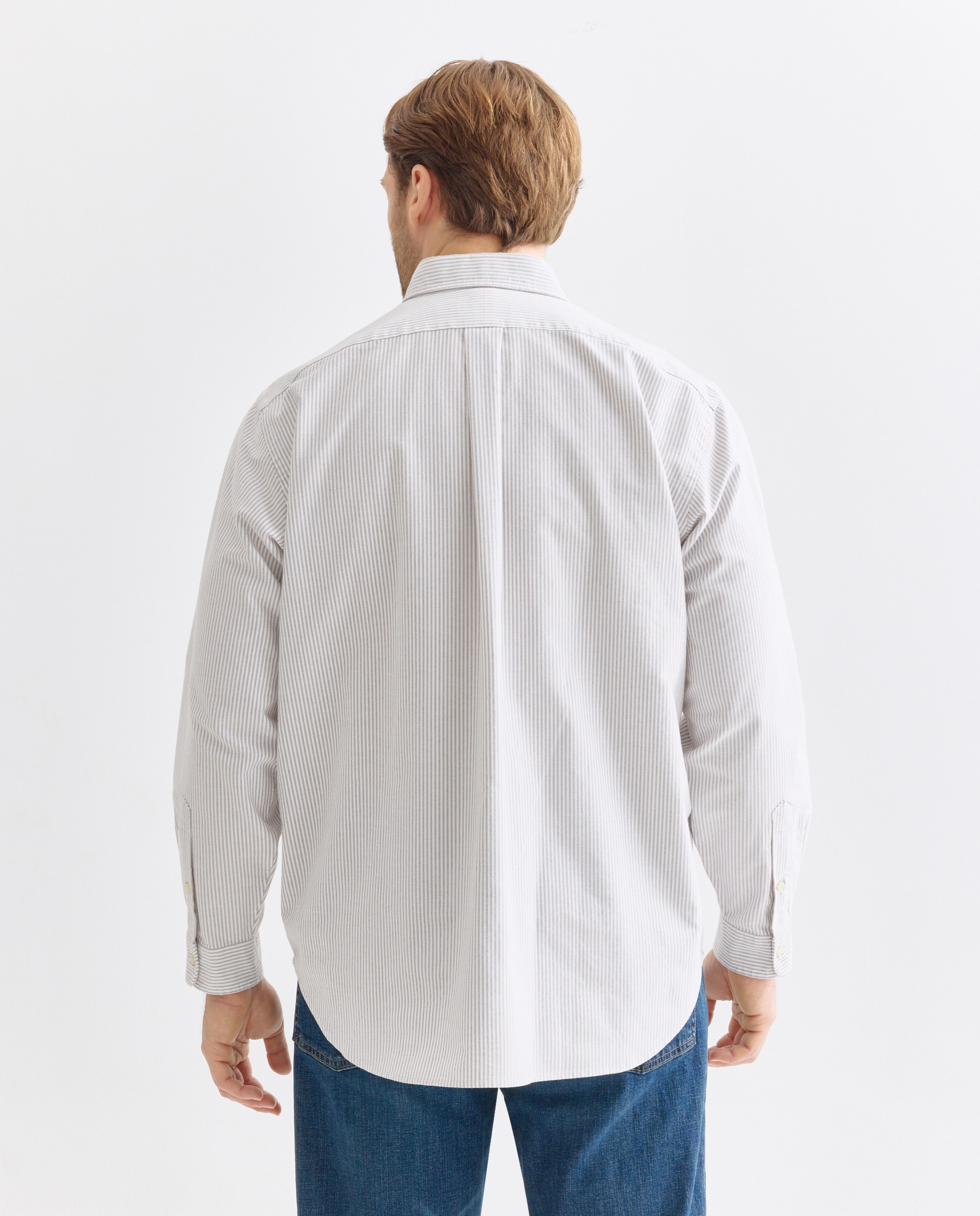 Camisa Oxford de Algodão Classic Fit Tamanhos Grandes Cinzento-claro-3
