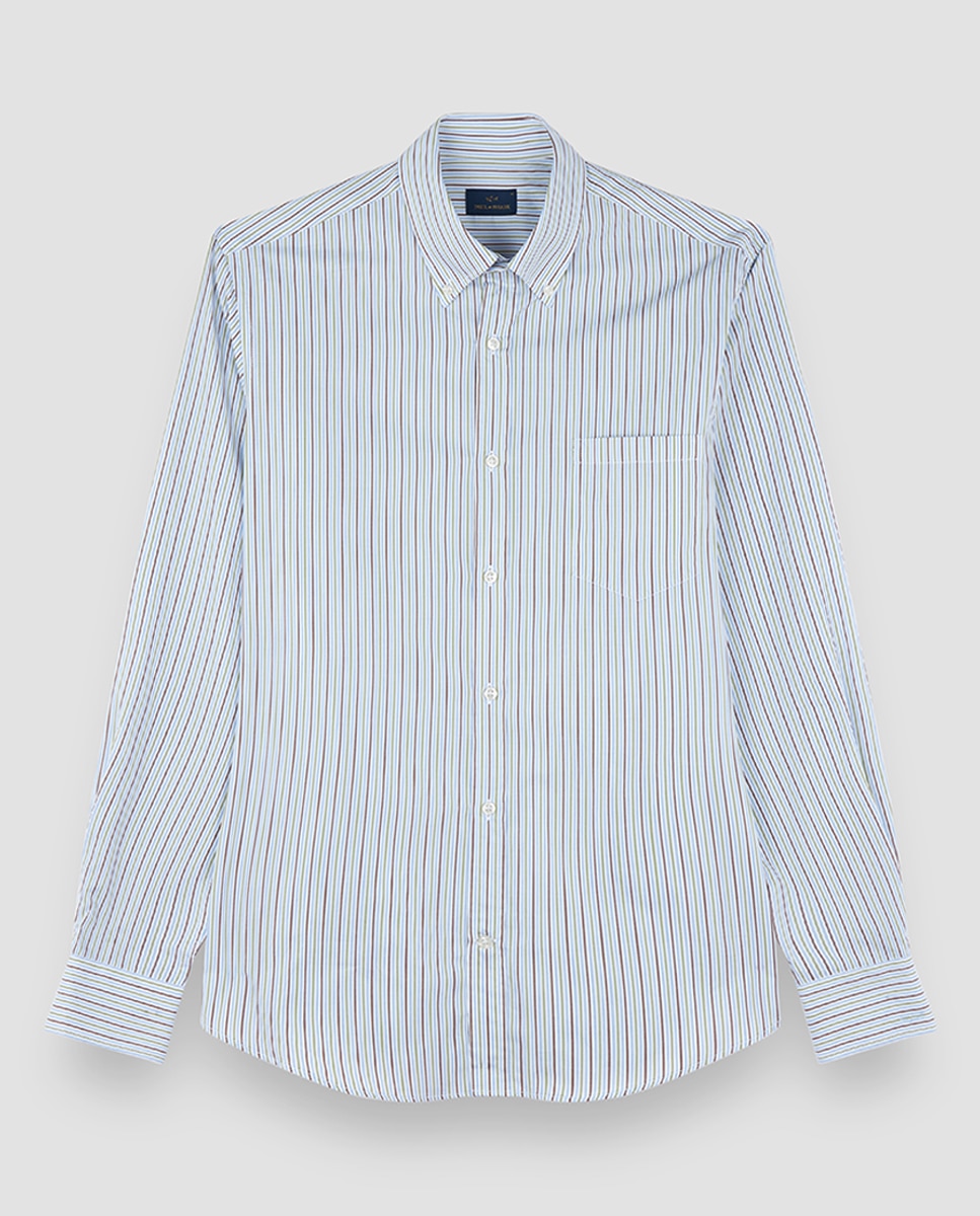 Camisa de Manga Comprida e Botão na Ponta Tamanhos Grandes Verde-4