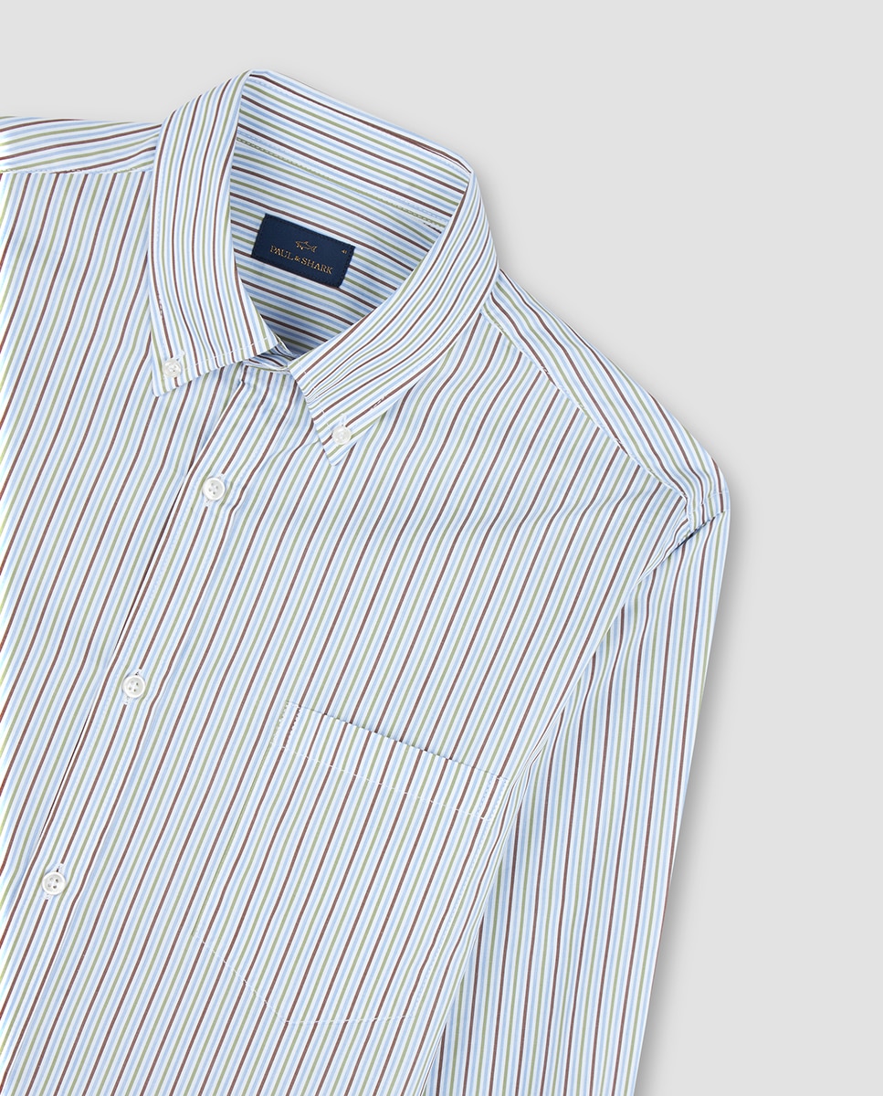 Camisa de Manga Comprida e Botão na Ponta Tamanhos Grandes Verde-5