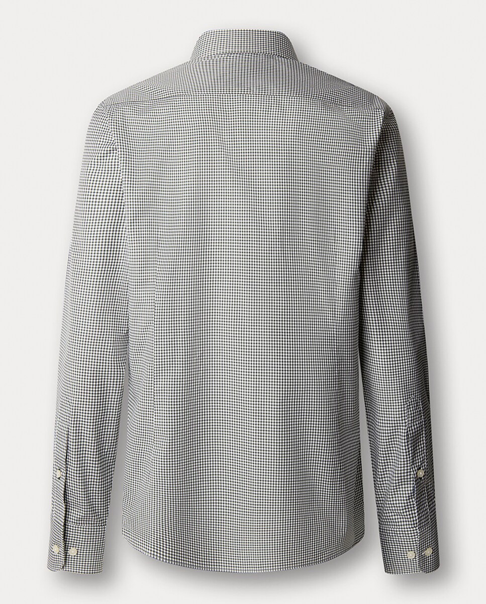 Camisa de Algodão aos Quadrados Vichy Classic Fit Tamanhos Grandes Verde-3