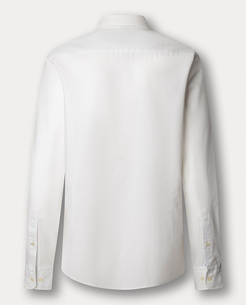 Camisa Oxford Classic Fit Tingida com Logótipo Bordado Tamanhos Grandes Branco-3