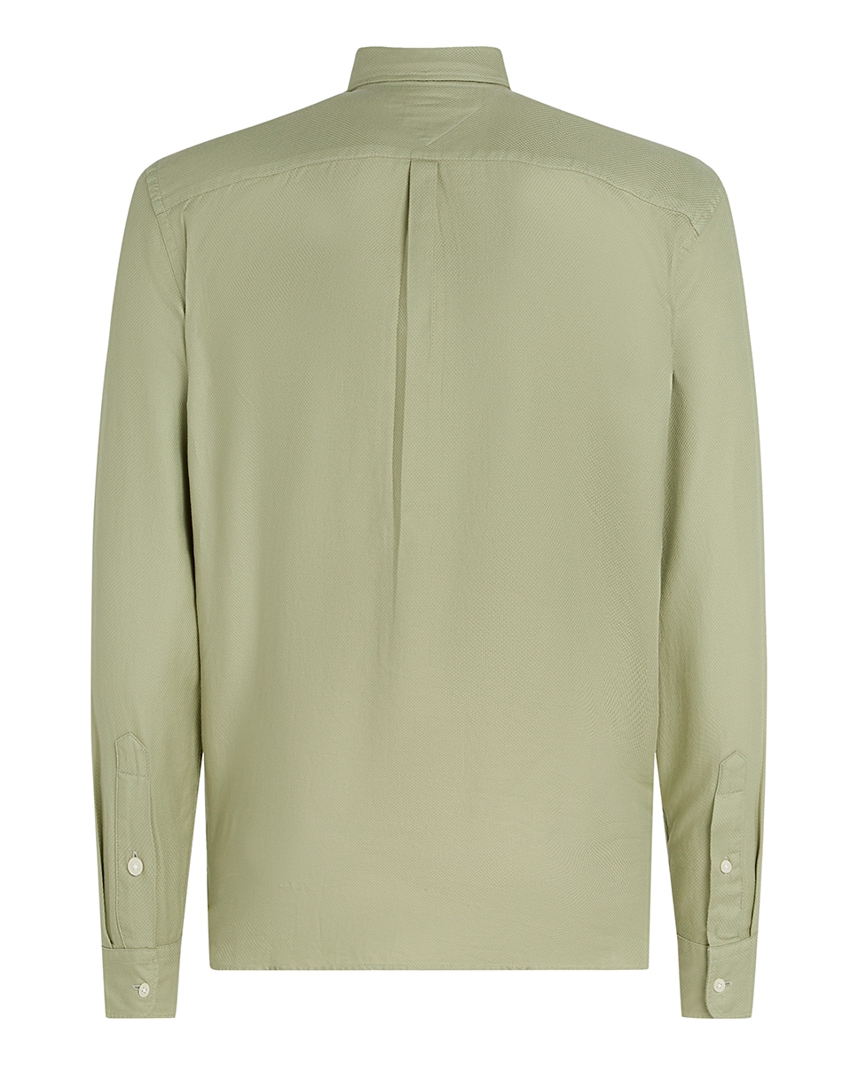 Camisa de Manga Comprida Lisa Tamanhos Grandes Verde-claro-2