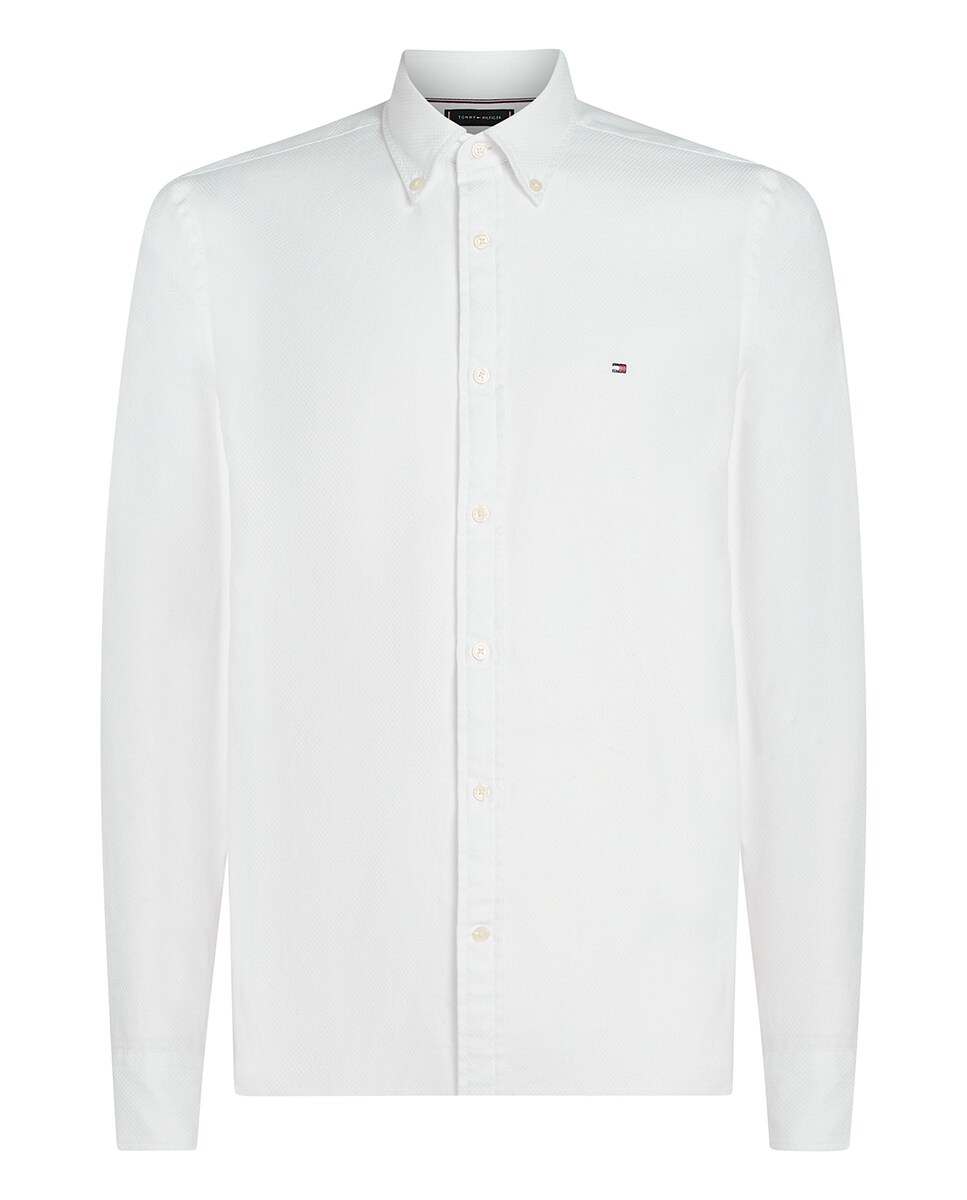 Camisa de Manga Comprida Lisa Tamanhos Grandes Branco-1