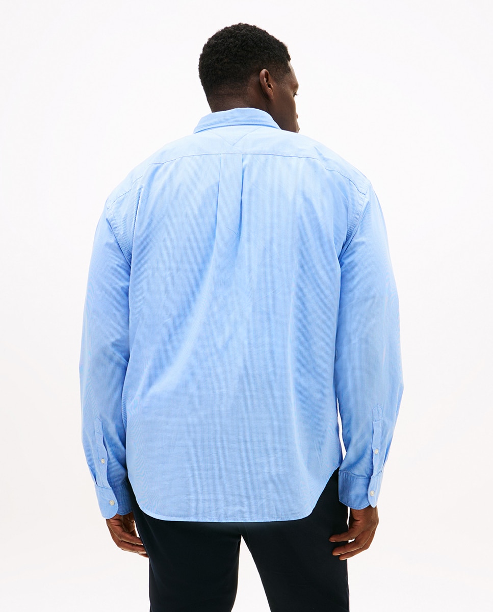 Camisa de Manga Comprida Estampada Tamanhos Grandes Azul-claro-2