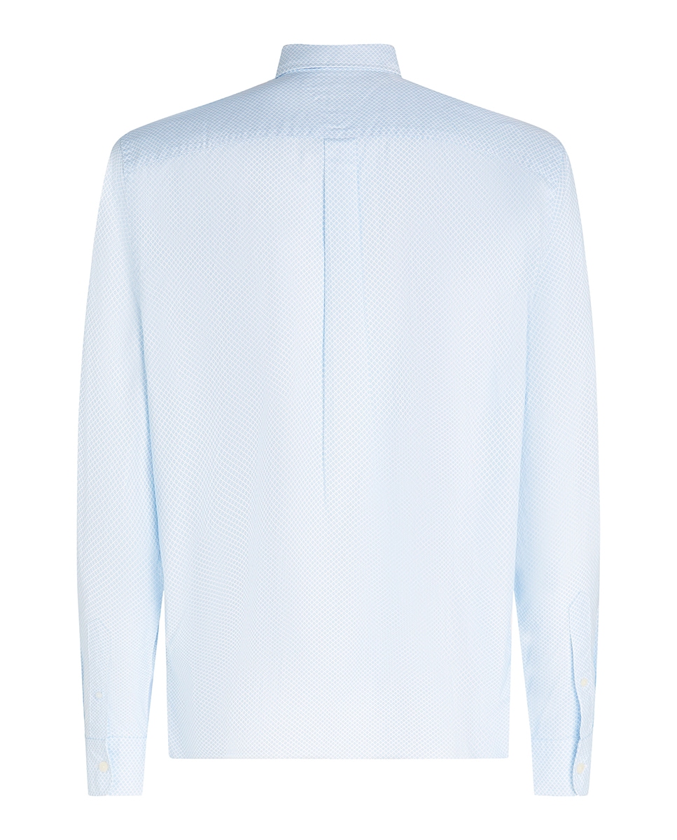 Camisa de Manga Comprida Estampada Tamanhos Grandes Azul-5