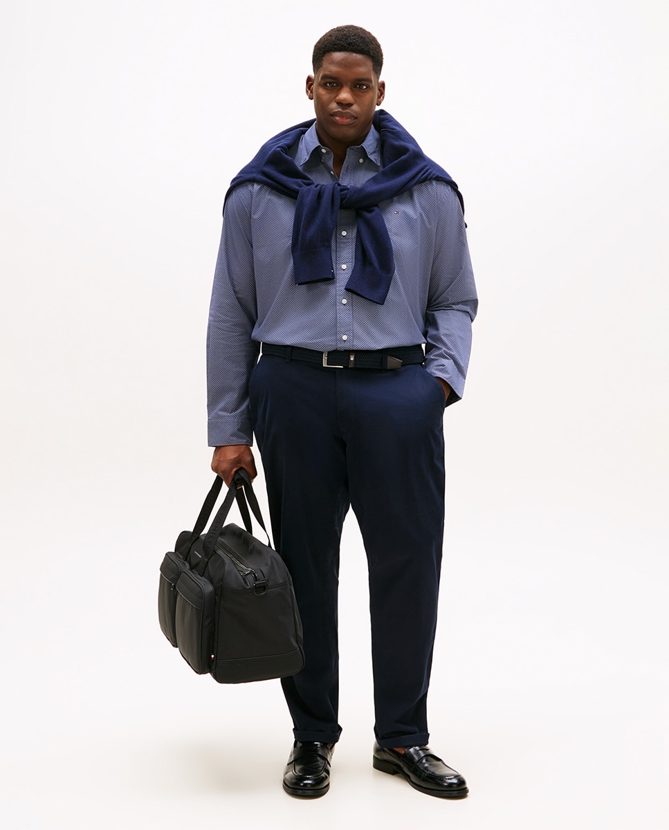 Camisa de Manga Comprida Estampada Tamanhos Grandes Azul-marinho-6