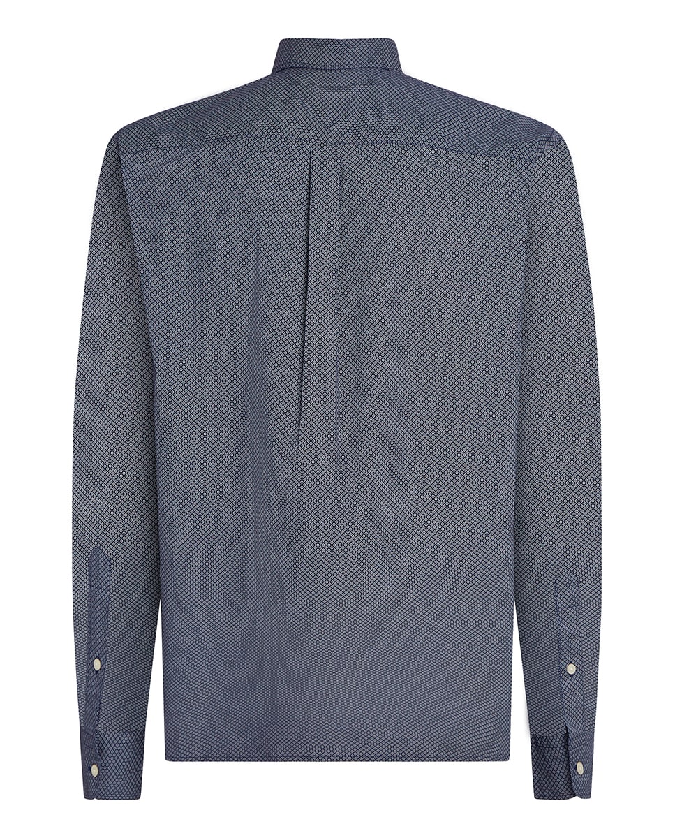 Camisa de Manga Comprida Estampada Tamanhos Grandes Azul-marinho-5