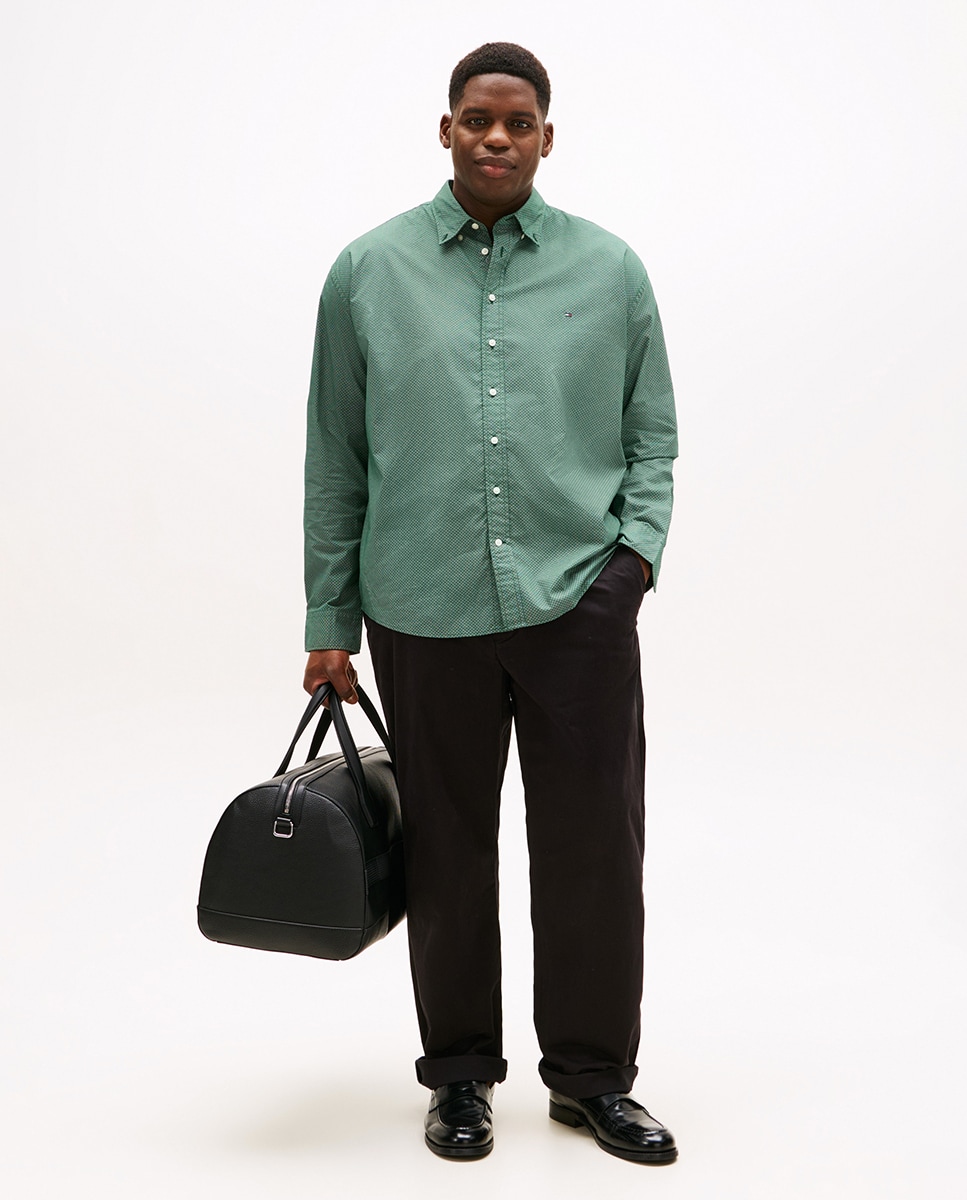 Camisa de Manga Comprida Estampada Tamanhos Grandes Verde-6