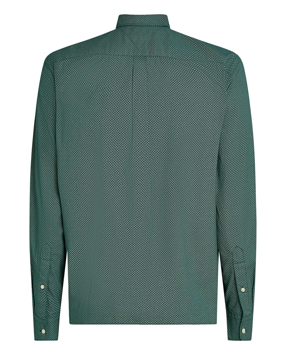 Camisa de Manga Comprida Estampada Tamanhos Grandes Verde-5