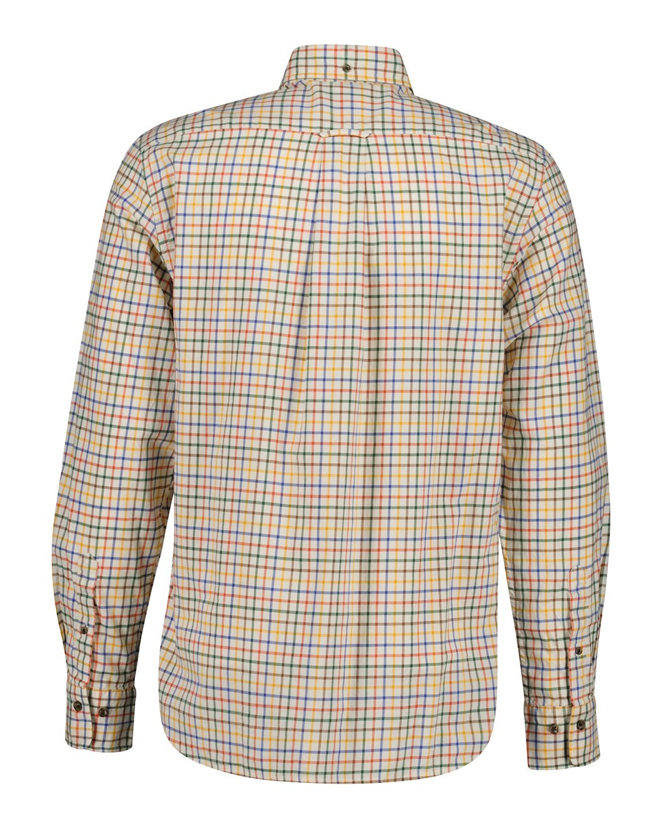 Camisa de Sarja Grossa com Estampado aos Quadrados Regular Fit Tamanhos Grandes Laranja-2