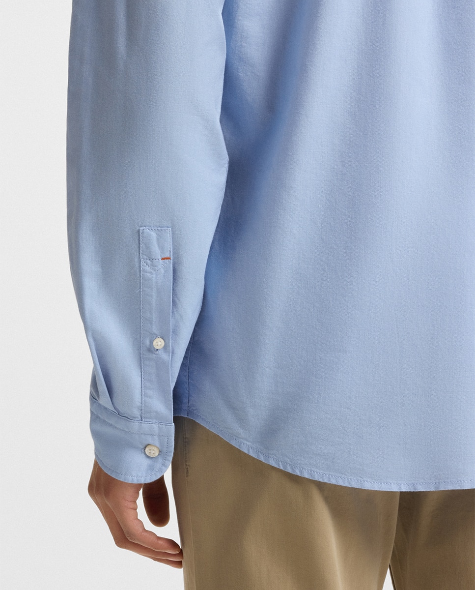 Camisa de Manga Comprida Tamanhos Grandes Azul-2