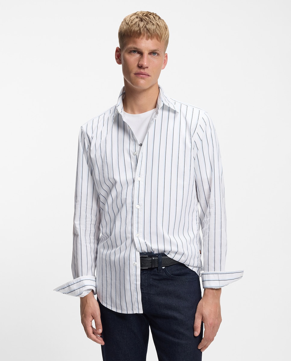 Camisa manga larga de hombre tallas grandes. - Boss - Blanco Blanco-1