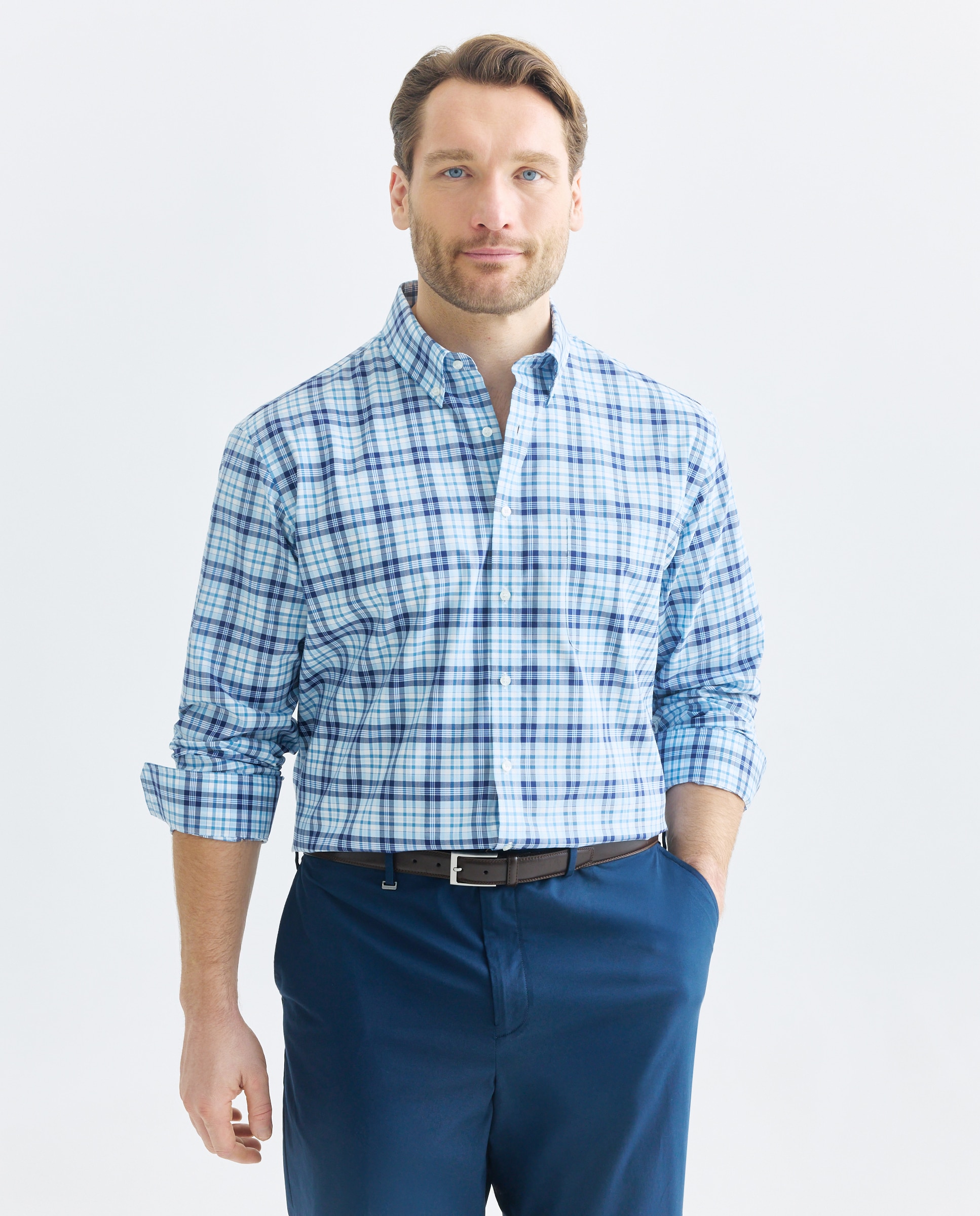 Camisa Non Iron Tamanhos Grandes Azul-1