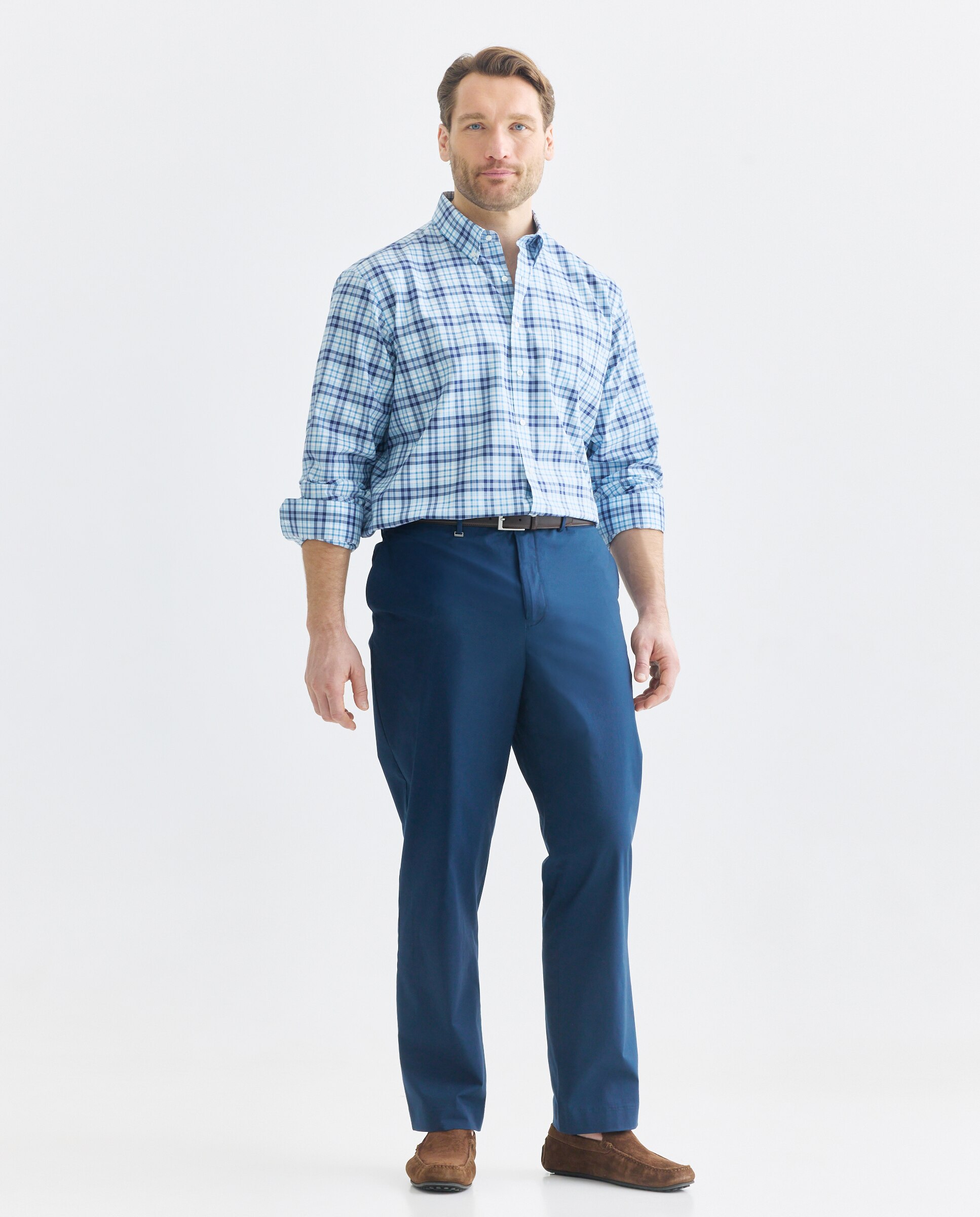 Camisa Non Iron Tamanhos Grandes Azul-2