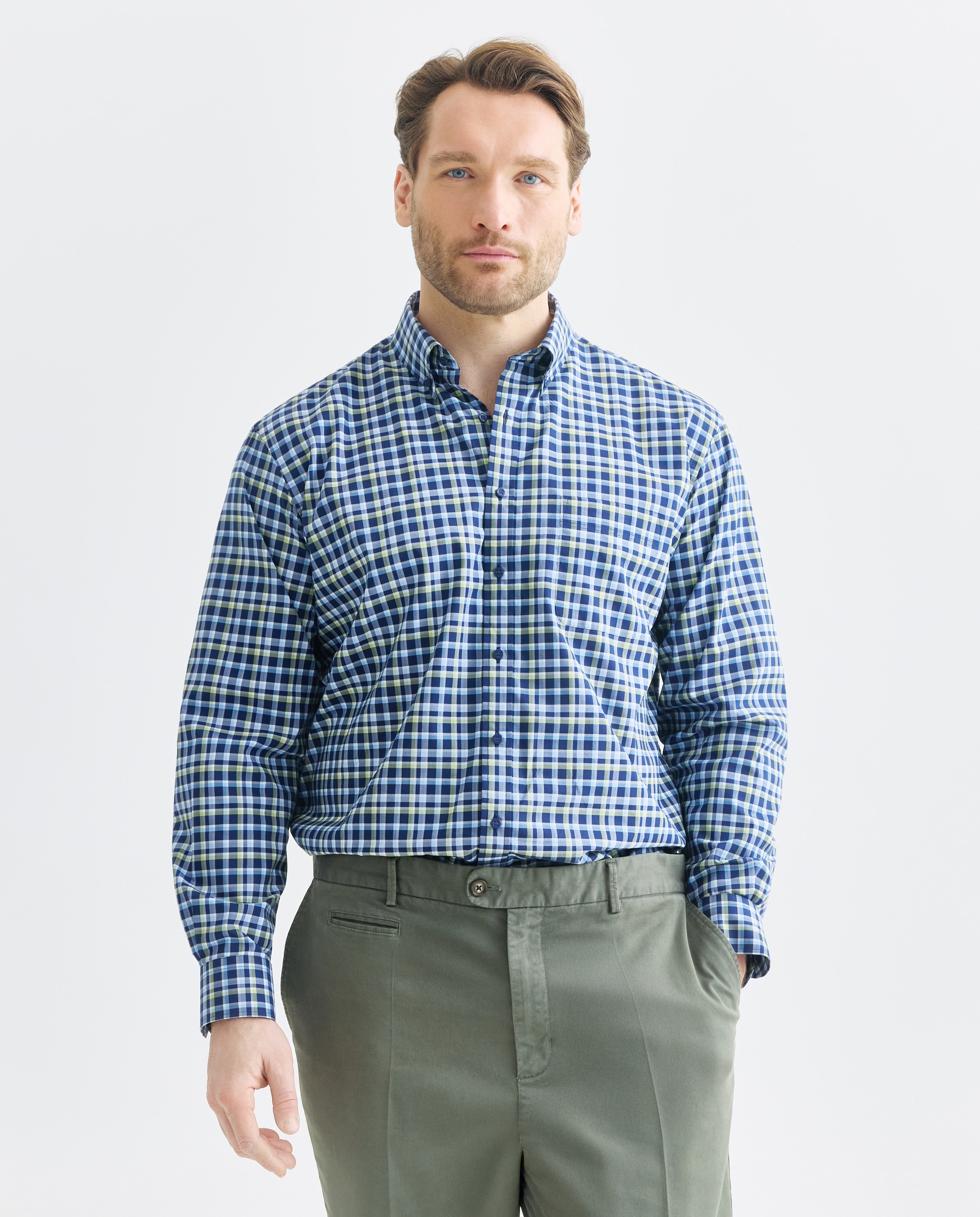 Camisa Non Iron Tamanhos Grandes Azul-marinho-1
