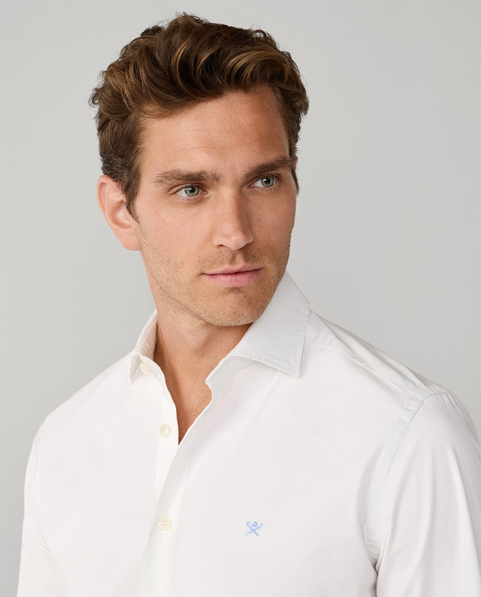Camisa Classic Fit de Popelina com Logótipo Bordado Tamanhos Grandes Branco-3