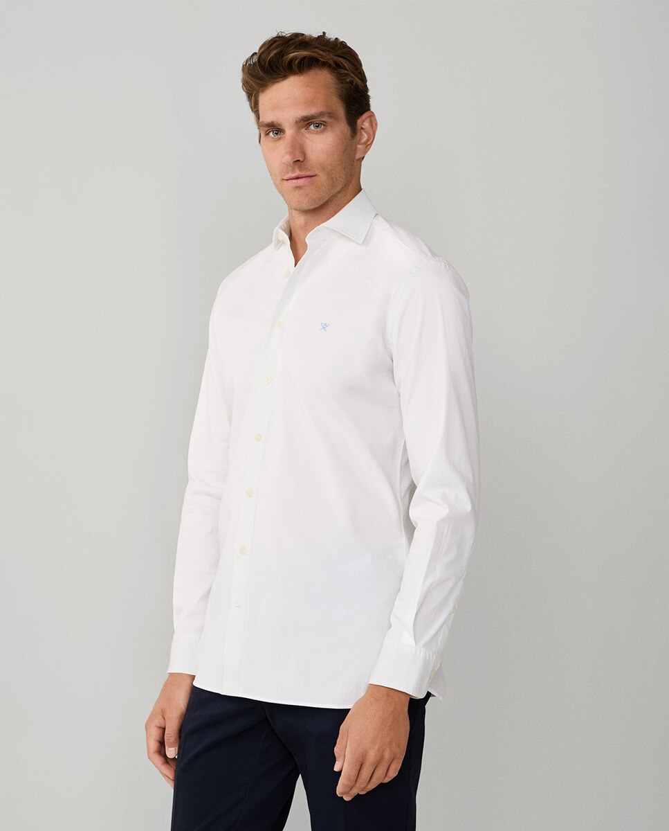 Camisa Classic Fit de Popelina com Logótipo Bordado Tamanhos Grandes Branco-5