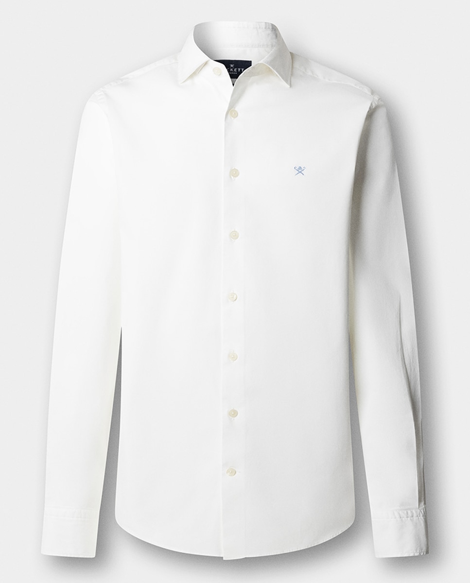 Camisa Classic Fit de Popelina com Logótipo Bordado Tamanhos Grandes Branco-7