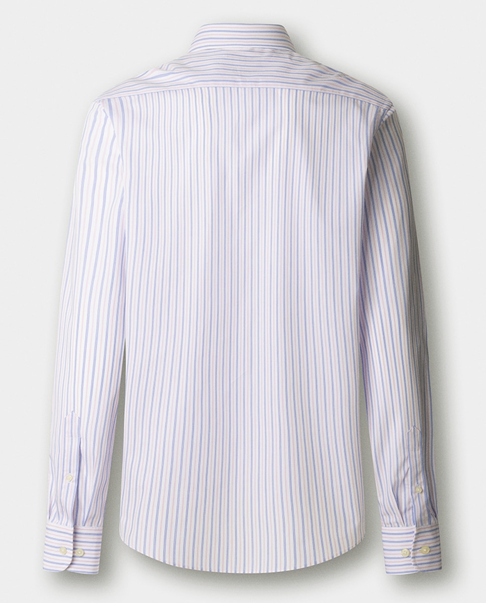Camisa Classic Fit às Riscas Tamanhos Grandes Rosa-9