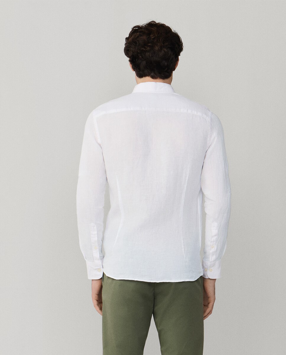 Camisa Classic Fit de Linho Tamanhos Grandes Branco-2