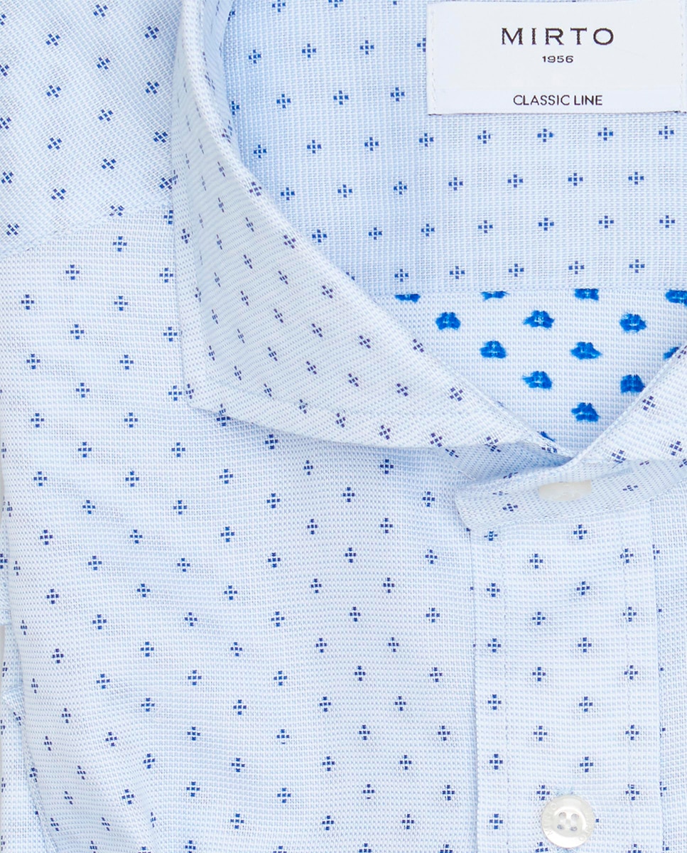 Camisa de hombre casual manga larga fil coupé Tallas Grandes - Mirto - Azul claro Azul claro-4