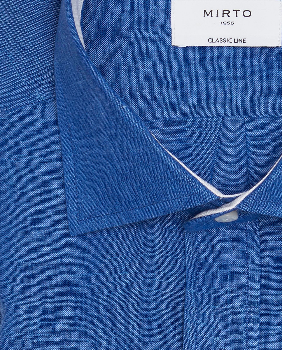 Camisa de hombre casual manga larga de lino Tallas Grandes - Mirto - Azul índigo Azul índigo-4