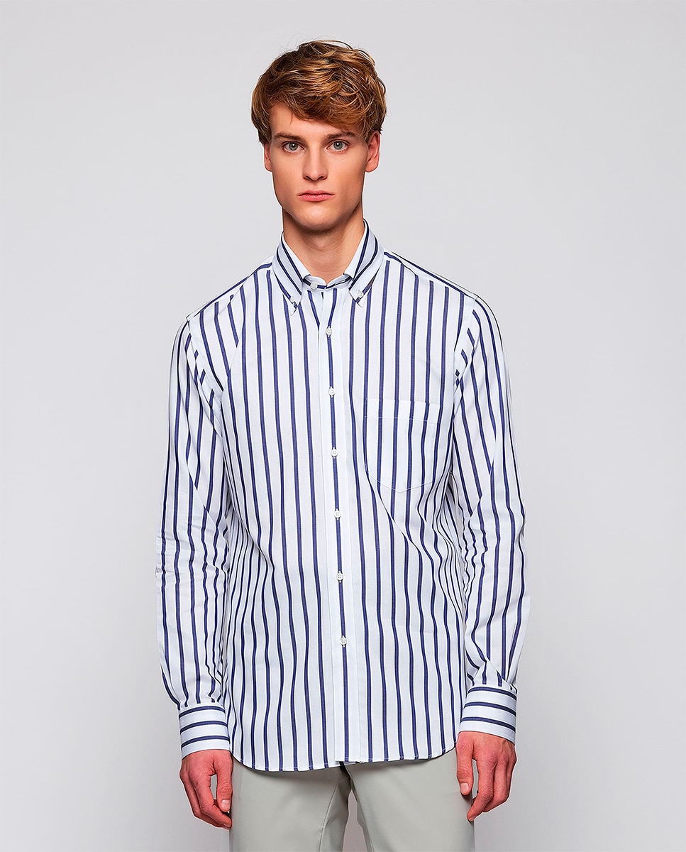 Imagem 0 de Camisa Casual às Riscas com Manga Comprida Tamanhos Grandes