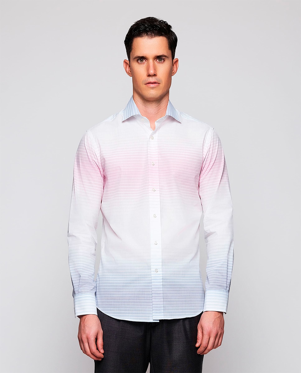 Imagem 0 de Camisa de Manga Comprida com Risca Horizontal Tamanhos Grandes