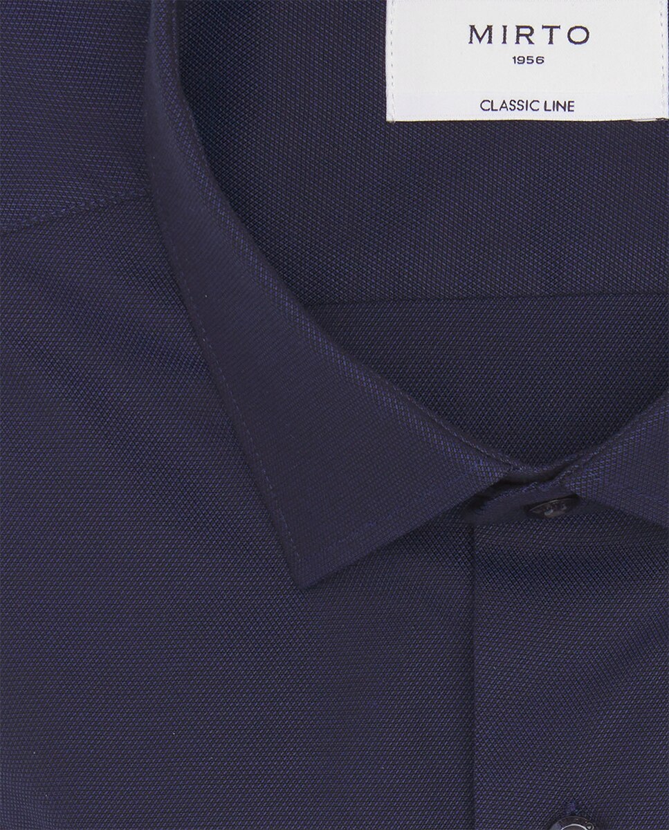 Camisa de Manga Comprida com Micro Estrutura Tamanhos Grandes Azul-marinho-4