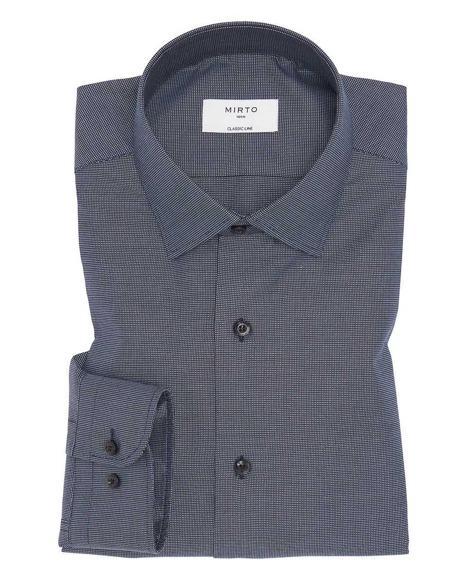 Camisa de Manga Comprida com Micro Estrutura Tamanhos Grandes Azul-marinho-3