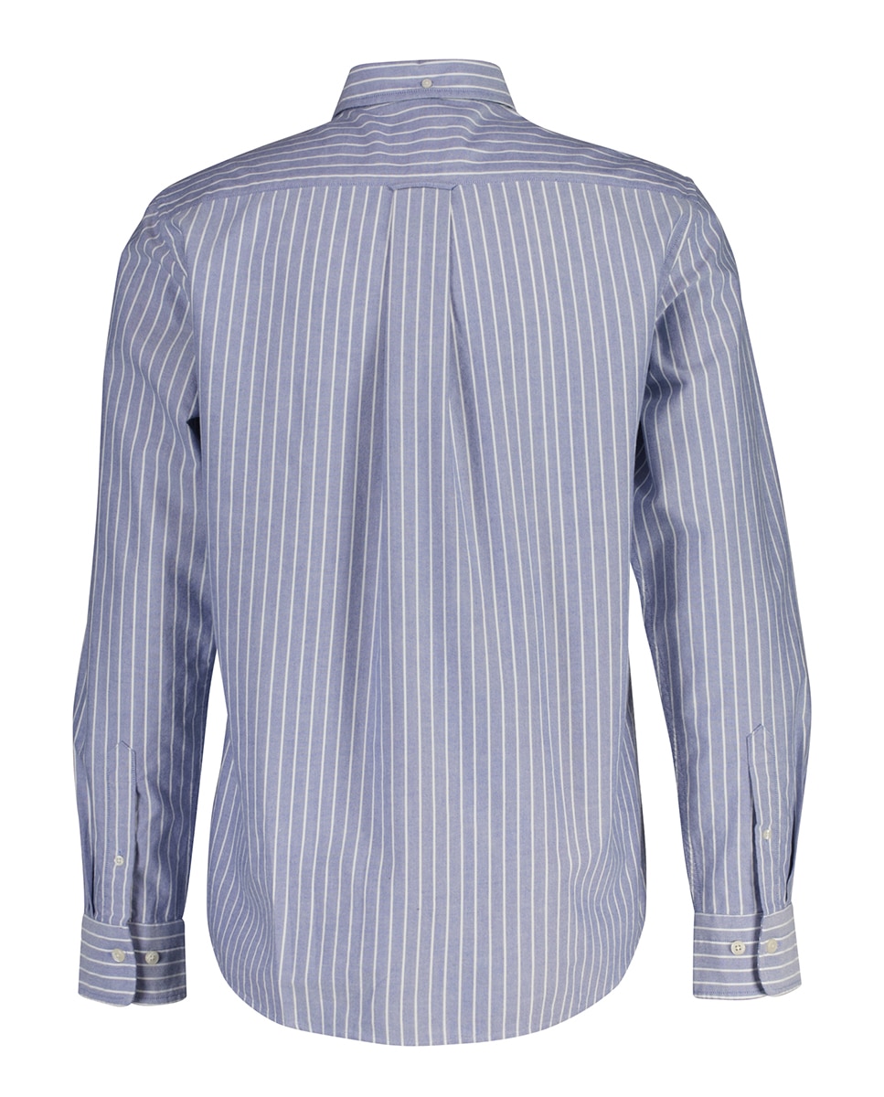 Camisa às Riscas com Manga Comprida Tamanhos Grandes Azul-2