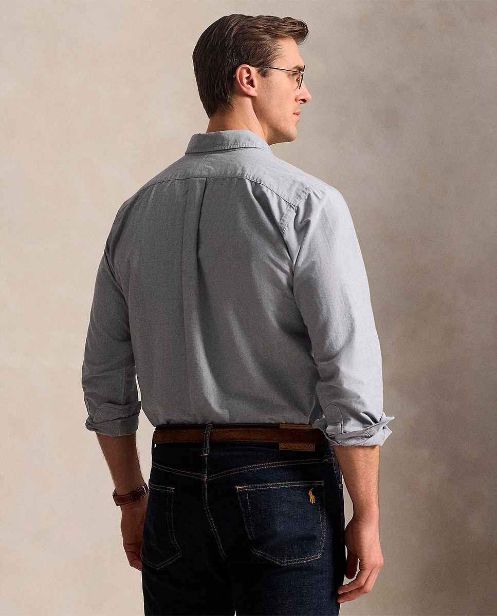 Camisa Oxford de Algodão Tamanhos Grandes Anil-3