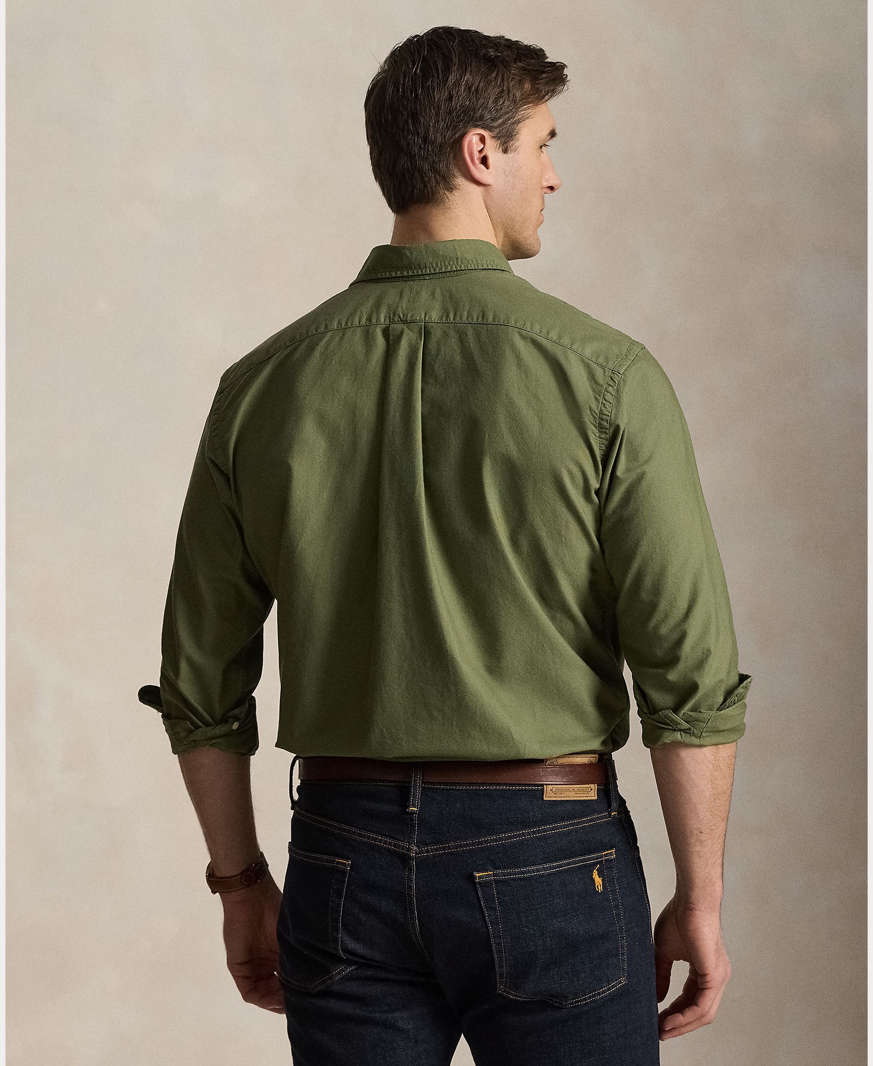 Camisa Oxford Classic Fit Tamanhos Grandes Verde pardo-3