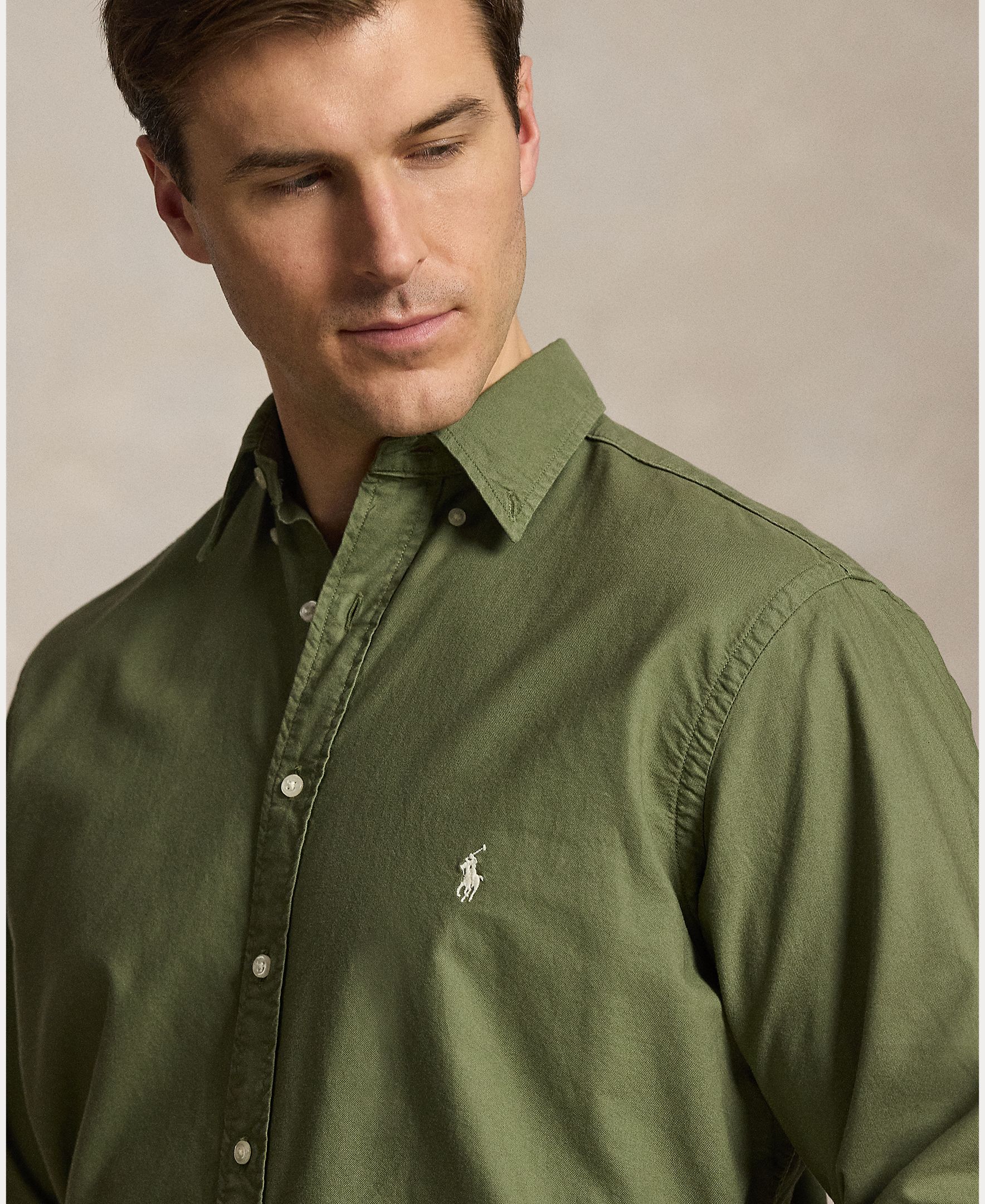 Camisa Oxford Classic Fit Tamanhos Grandes Verde pardo-4