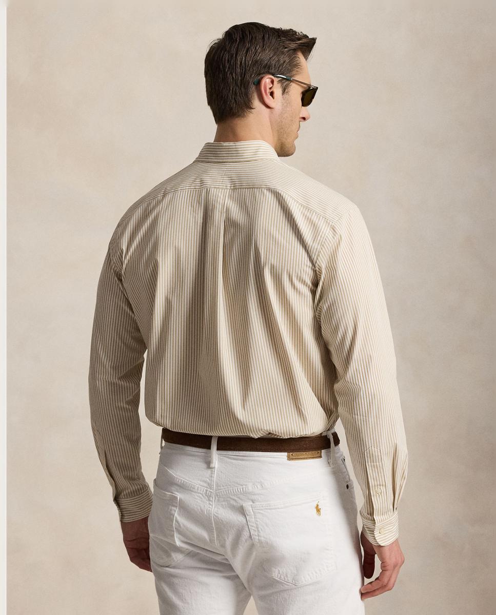Camisa Classic Fit Tamanhos Grandes em Popelina Bege-3