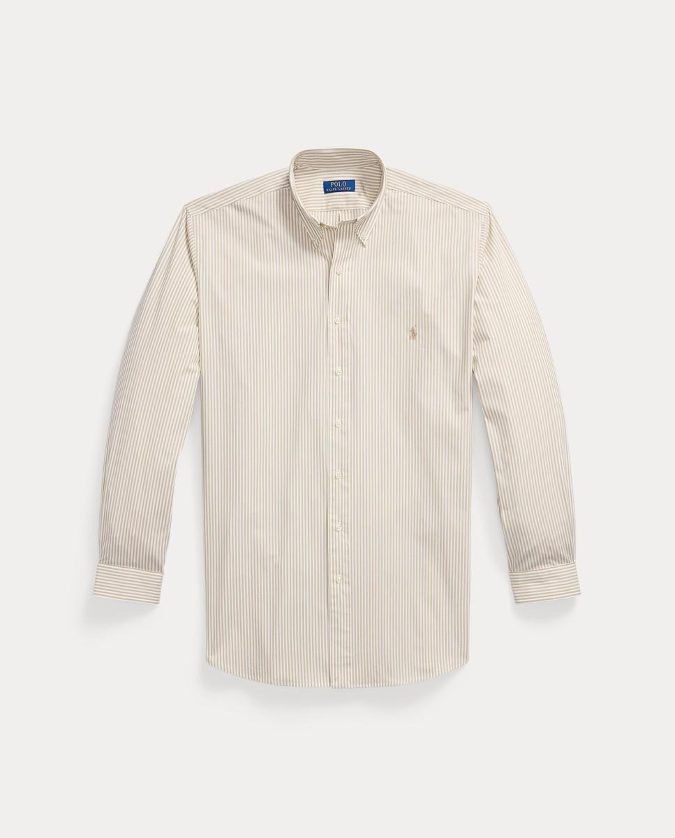Camisa Classic Fit Tamanhos Grandes em Popelina Bege-7