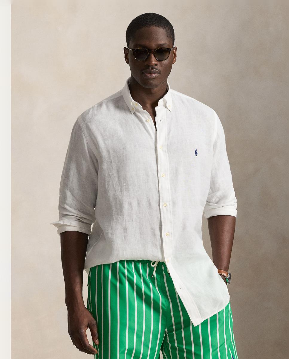 Camisa de Linho Classic Fit Branco-1