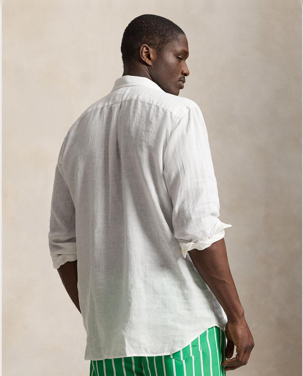 Camisa de Linho Classic Fit Branco-3