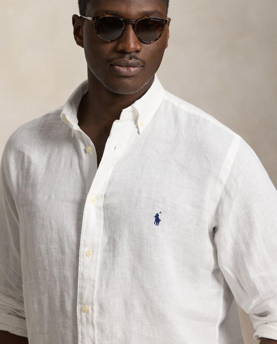 Camisa de Linho Classic Fit Branco-4