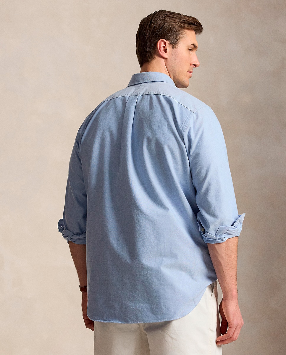 Camisa Oxford de Algodão Classic Fit Tamanhos Grandes Azul-porcelana-3
