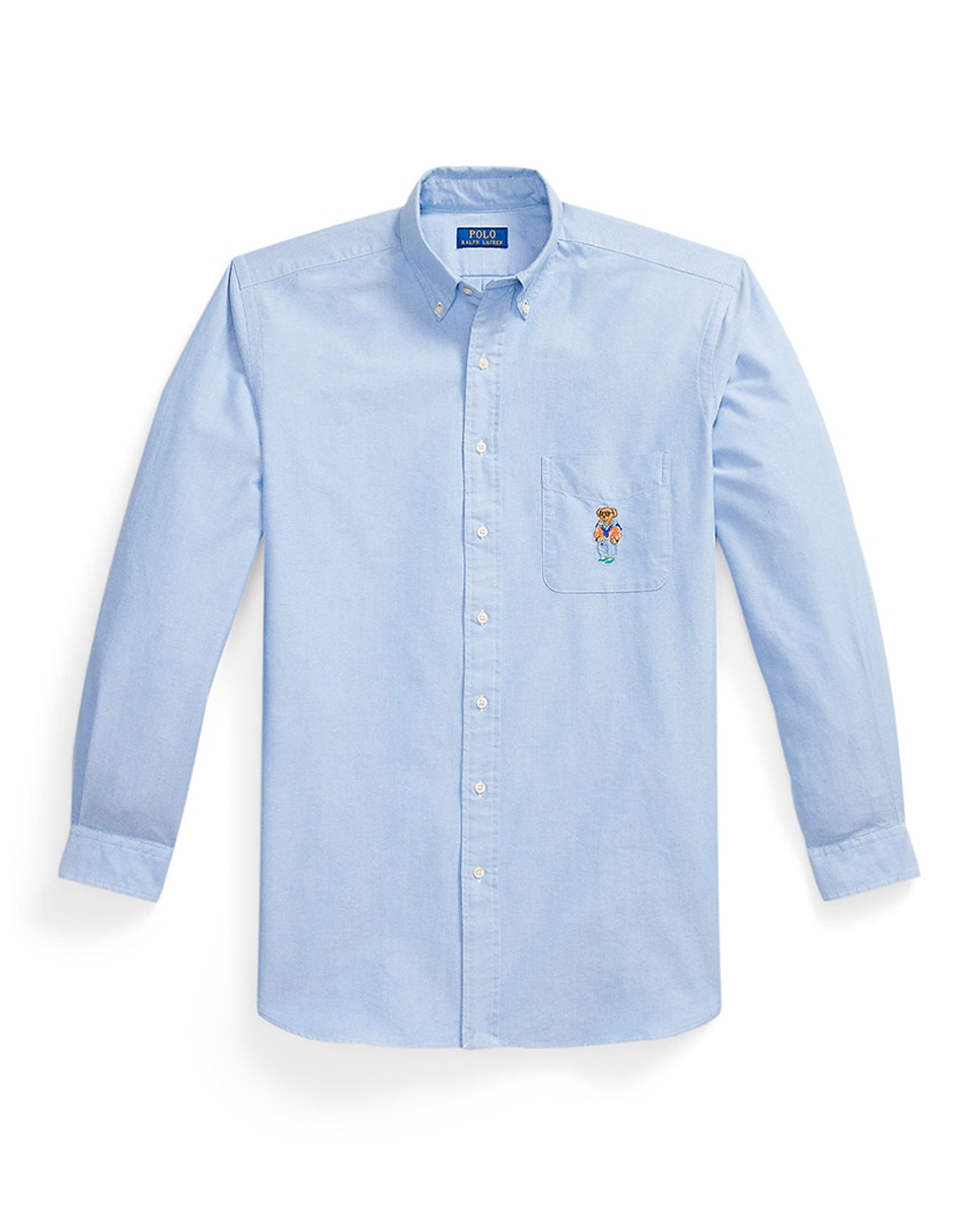 Camisa Oxford de Algodão Classic Fit Tamanhos Grandes Azul-porcelana-5