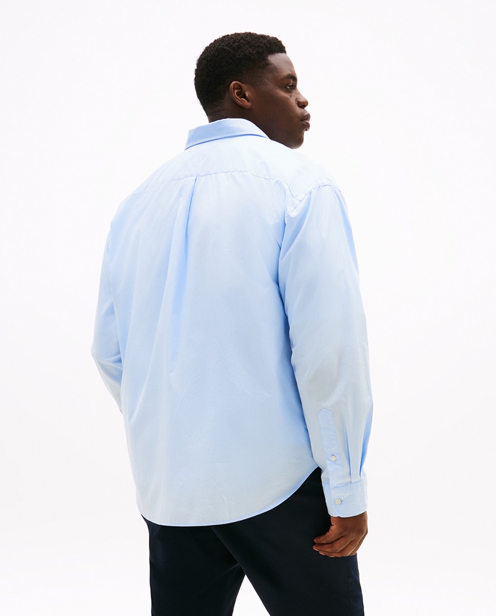 Camisa de Popelina com Manga Comprida Tamanhos Grandes Azul-claro-2